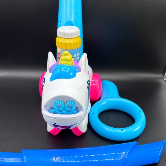 Play Day Unicorn Push Bubble Blower w/ Bubble Solution Blue White NWOB - Picture 4 of 12